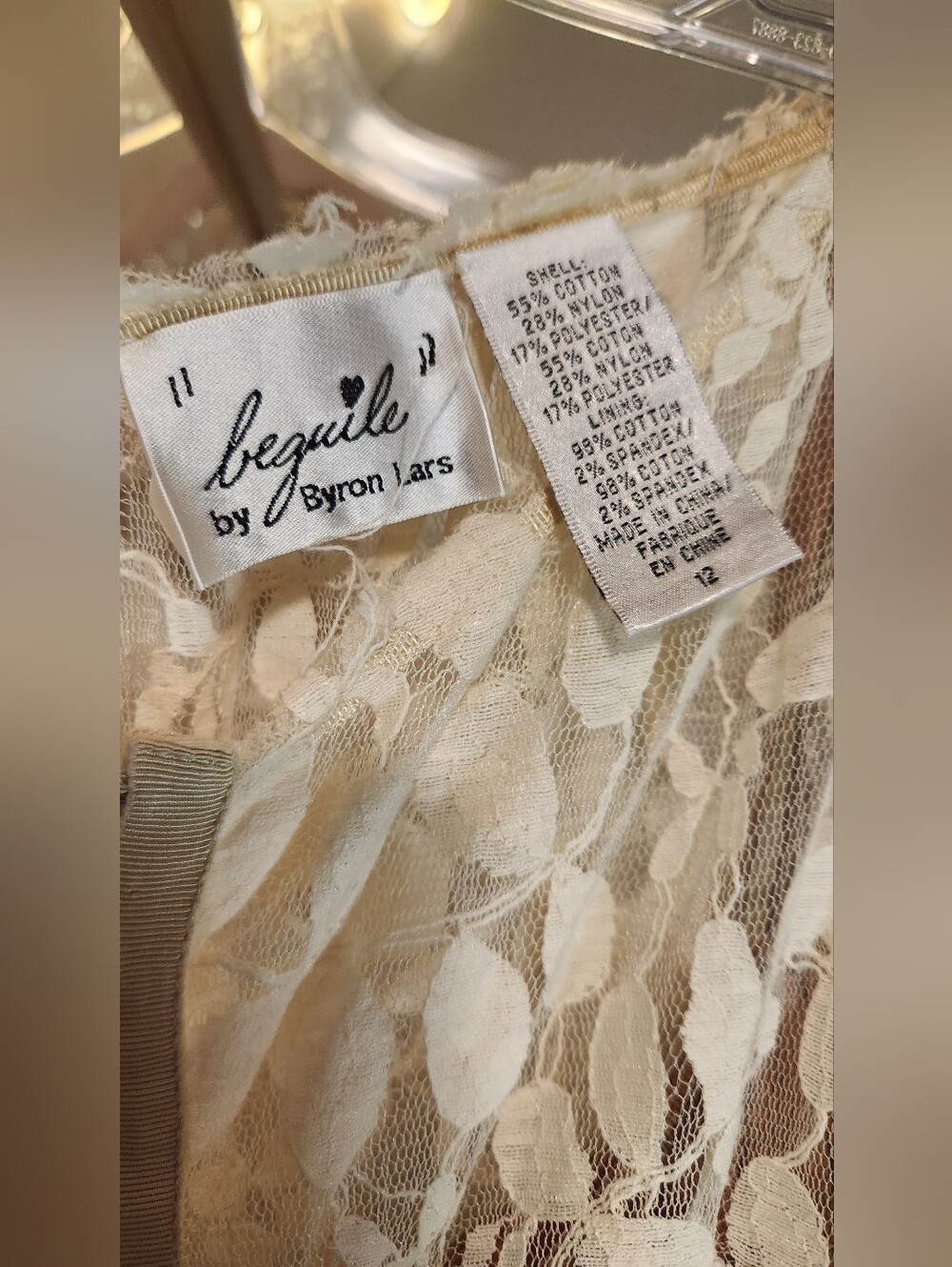 Beguile by Byron Lars Size 12 Ivory & Nude Anthropologie Mixed Lace Dress - Picture 6 of 13